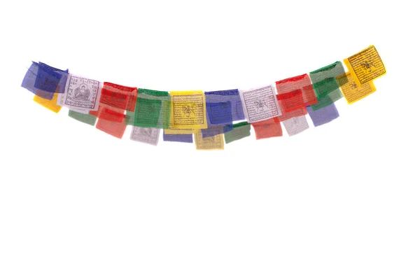 Tibetan Prayer Flags Isolated White Background – stockfoto
