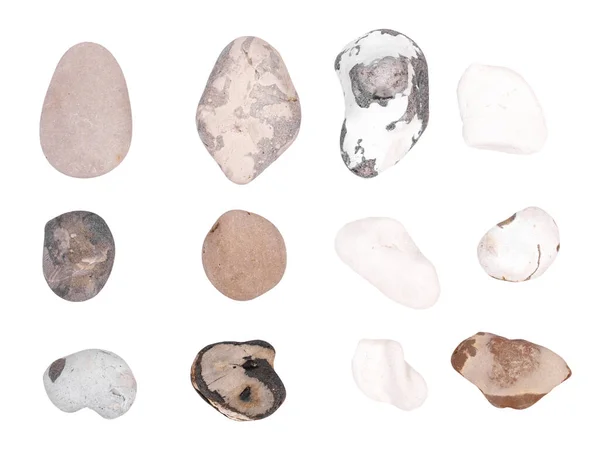 Пляжні Камені Ізольовані Білому Фоні — стокове фото