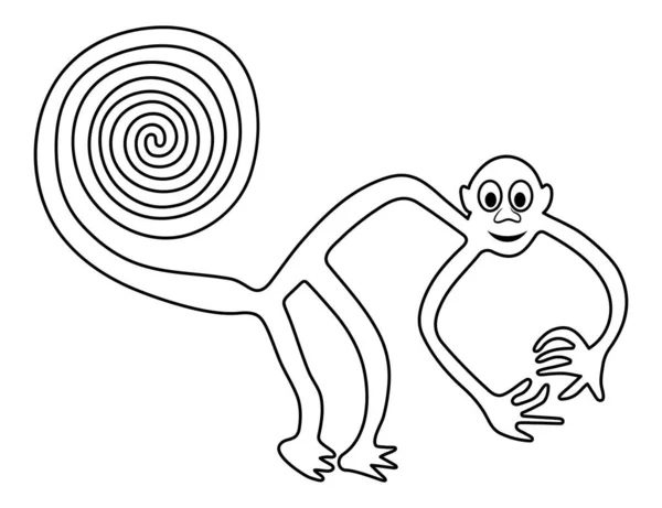 Геогліф Усміхненої Мавпи Наска Лінії Наска Пустеля Наска Перу — стоковий вектор