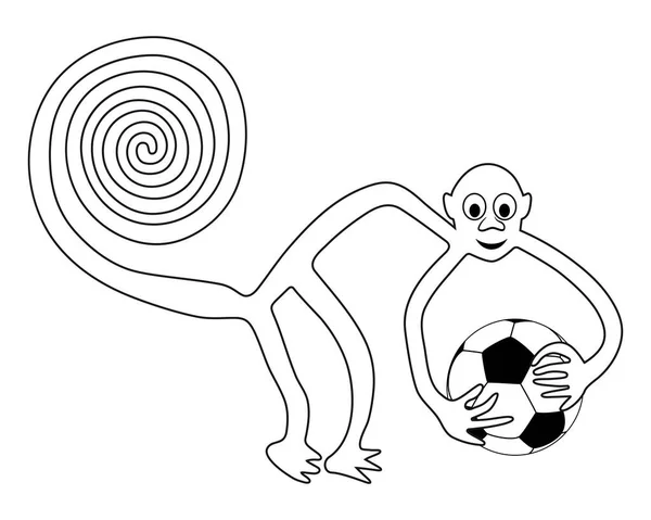 Monkey Soccer Ball Hands Paraphrase Famous Geoglyph Monkey Nazca Nazca — Stock Vector