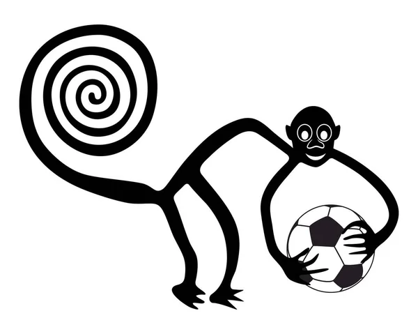 Monkey Soccer Ball Hands Paraphrase Famous Geoglyph Monkey Nazca Nazca — Stock Vector