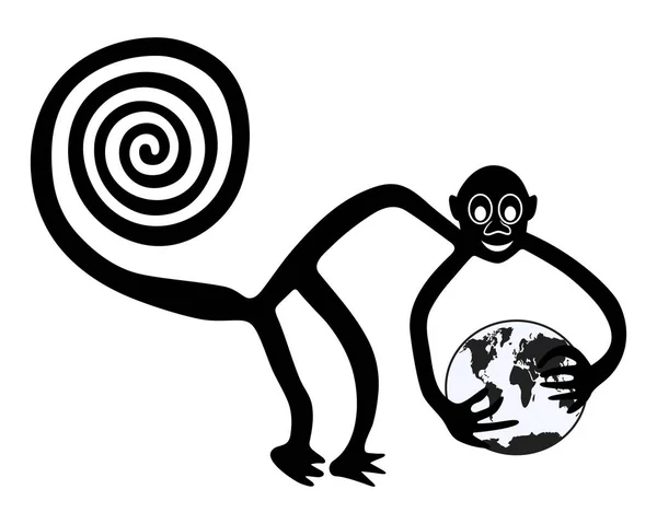 Macaco Com Terra Nas Mãos Paráfrase Famoso Geoglifo Macaco Nazca — Vetor de Stock