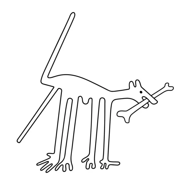 Kemikli Köpek Ünlü Geogliften Alıntı Nazca Dan Köpek Nazca Çizgileri — Stok Vektör