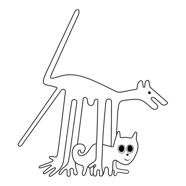 Собака Кошка Пересказ Известных Геоглифов Наска Линии Наска Пустыня Наска — стоковый вектор