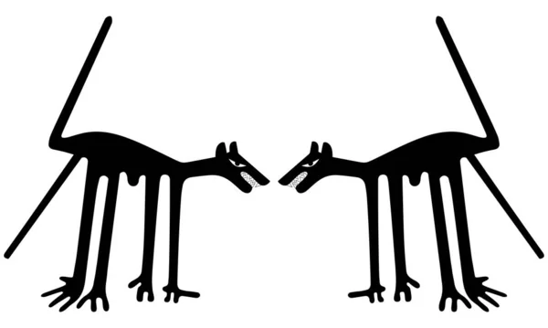 Καταπολέμηση Μια Παραφραση Του Διάσημου Γεωγλυφικού Του Σκύλου Από Nazca — Διανυσματικό Αρχείο