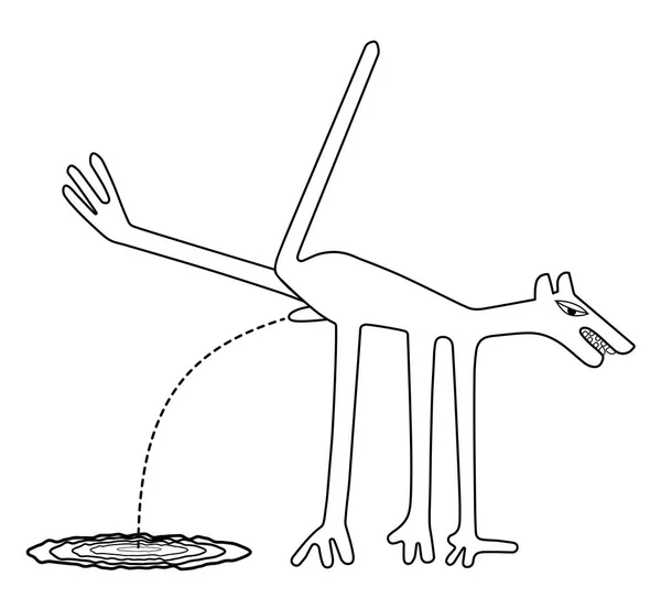Peeing Dog Territoriell Märkning Parafras Den Berömda Geoglyfen Från Nazca — Stock vektor