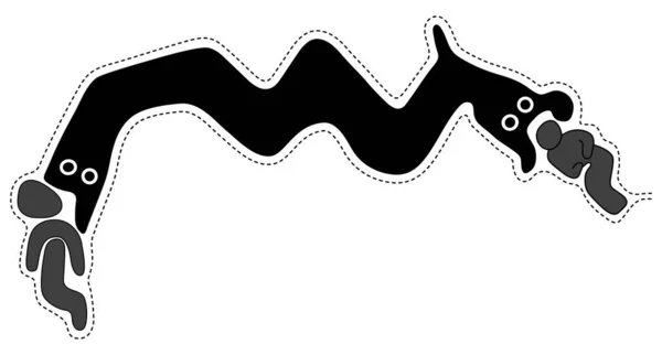 Двоголові Змії Пожирають Дві Людиноподібні Фігури Геогліф Фігур Пальпи Лінії — стоковий вектор