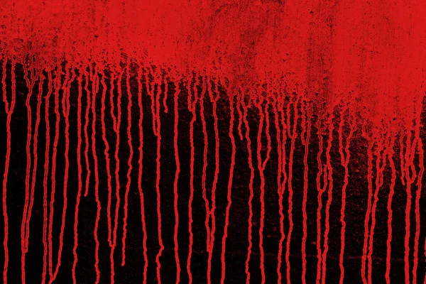 Siyah Duvarda Kırmızı Boya Akıyor Boya Sıçramış — Stok fotoğraf