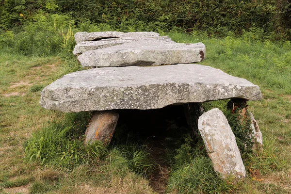 Dolmen Prajou Menhir Megalithic Monument Trebeurden Brittany France — Stock Photo, Image