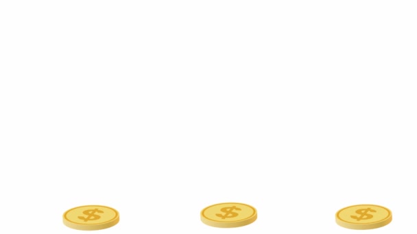 Αυξανόμενες Στήλες Και Σωρός Χρημάτων Χρυσά Νομίσματα — Αρχείο Βίντεο