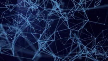 Yavaşça bağlayan parçacıklar, karmaşık yapı, soyut canlandırılmış arkaplan, pleksus gürültüsü, 3d oluşturma