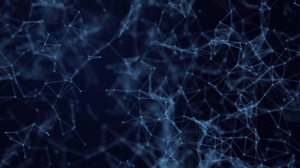 接続された青い粒子 複雑な構造 抽象的なアニメーションの背景 3Dレンダリング — ストック動画