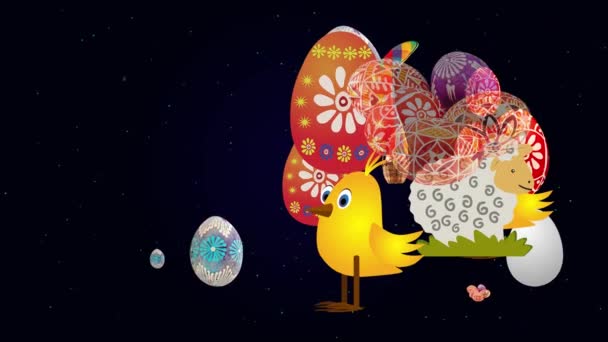 Strumień Motywów Wielkanocnych Pisanki Kurczak Królik Wyprowadzka Zniknięcie — Wideo stockowe