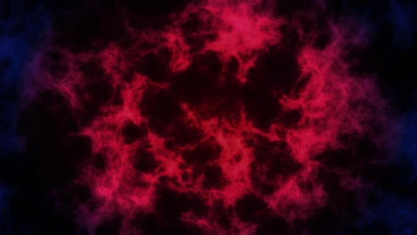 Розширення Вогняної Хмари Червоної Матерії Темно Синьому Фоні Безшовна Петля — стокове відео