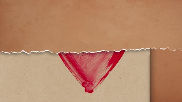 ペイントされた心臓を明らかにする紙のトーンストリップ シームレスなループ — ストック動画