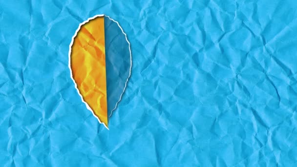 Ukrayna Bayrağı Renginde Kalp Şeklinde Bir Kağıt Parçası Kusursuz Döngü — Stok video