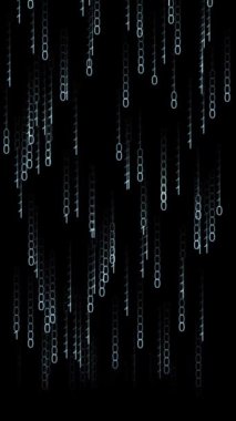 Sayıların, birlerin ve sıfırların akışı, ikili kod, soyut geleceksel arkaplan