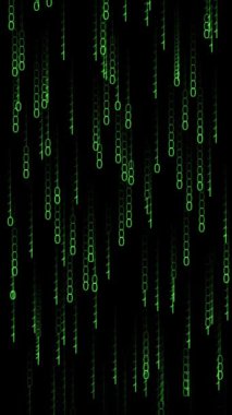 Birlerin ve sıfırların akışı, ikili kod, soyut geleceksel arkaplan