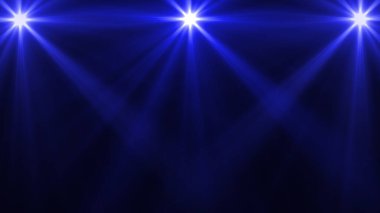 Işık ışınlı üç mavi parlayan ışık, ışık efektli soyut arkaplan