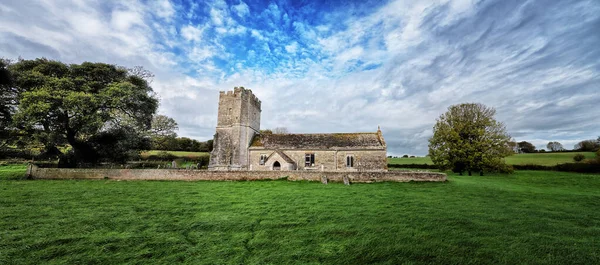 Panorama Kościoła Whitcombe Parafii Whitcombe Dorset Anglia Pochodzący Xii Wieku — Zdjęcie stockowe