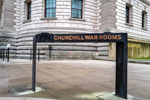 Londres Reino Unido Janeiro 2023 Sinal Entrada Para Churchill War — Fotografia de Stock