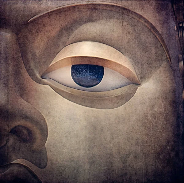 Eye Enlightenment Face Buddha Vintage Style Textured Overlay — Stock Photo, Image