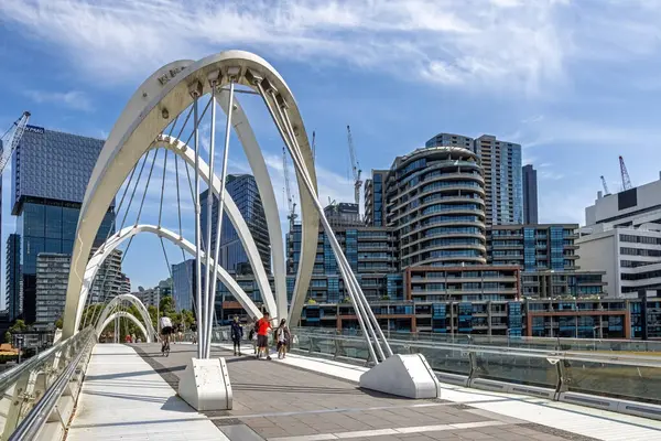 Melbourne Australia January 2023 Seafarers Bridge Footbridge Yarra River Docklands — Stock Photo, Image