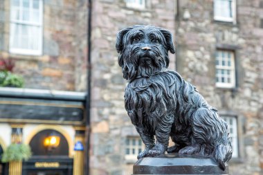 Edinburgh, Scotland, UK - 10 October 2013: Statue of the famous dog Greyfriars Bobby. A Skye Terrier, who guarded the grave of his owner for 14 years following the death of policeman John Gray clipart