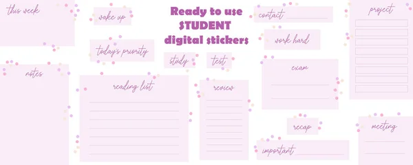 Ready Use Student Digital Stickers Pastel Abstract Stickers Bullet Journaling — Stock Vector