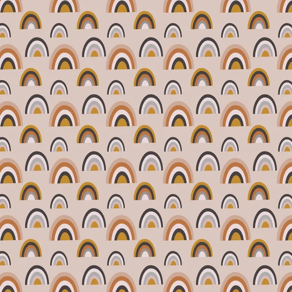 Χαριτωμένο Μοτίβο Ουράνιο Τόξο Χειροποίητο Ουράνιο Τόξο Καφέ Χρώματα Διάνυσμα — Διανυσματικό Αρχείο