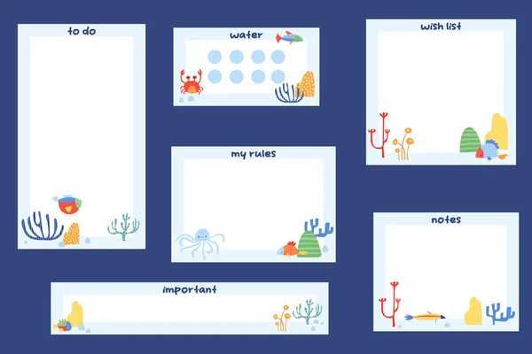 Adesivos Digitais Para Crianças Planejamento Digital Para Crianças Desenhos Animados —  Vetores de Stock