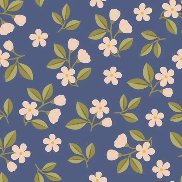 Printemps Floraison Motif Sans Couture Branche Fleur Fleurs Papier Peint — Image vectorielle