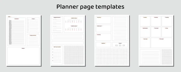 准备使用计划页模板 简约的风格数字计划模板 规划者页面设计 矢量艺术 — 图库矢量图片