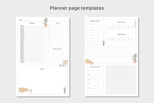 Klaar Planner Pagina Templates Gebruiken Minimale Stijl Digitale Planner Sjablonen — Stockvector