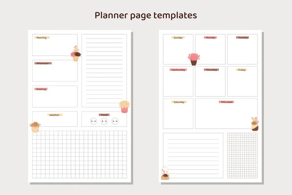 准备使用计划页模板 简约的风格数字计划模板 规划者页面设计 矢量艺术 — 图库矢量图片