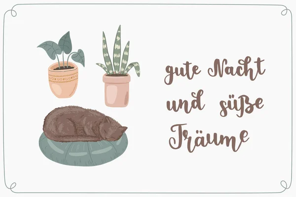 Almanca Gute Nacht Und Susse Traume Harfleriyle Yazılmış Ngilizce Iyi — Stok Vektör