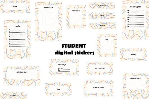 Studentenaufkleber Digitale Notizbücher Und Aufkleber Für Digitales Bullet Journaling Oder Vektorgrafiken