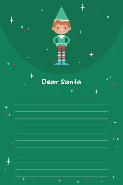 Noel Baba Mektup Noel Dilek Listesi Komik Elf Karakterli Noel — Stok Vektör