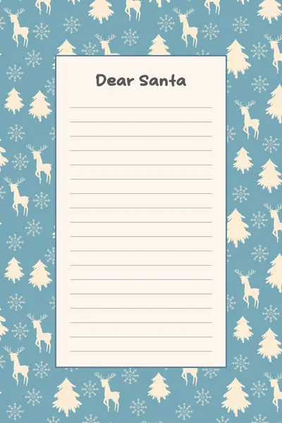 Carta Santa Lista Deseos Navidad Plantilla Santa Vacaciones Invierno Divertido — Archivo Imágenes Vectoriales