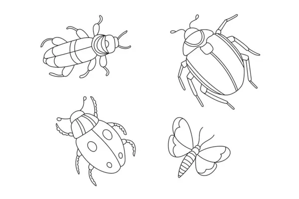 Insecten Lijn Kunst Kleuring Pagina Kleurplaten Voor Kleuters Zomer Lente Vectorbeelden