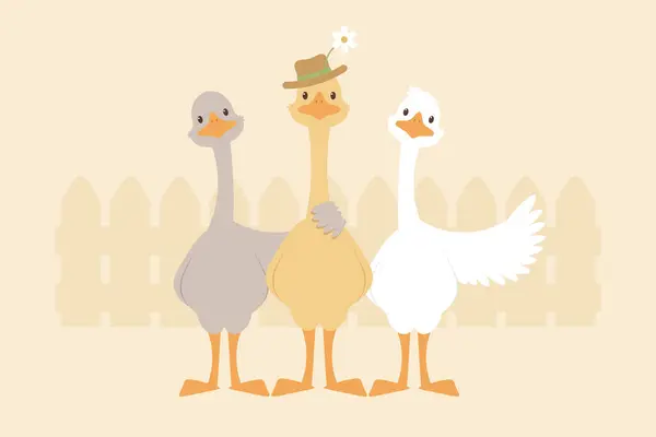 Goose Character Funny Geese Vector Illustration Wektor Stockowy