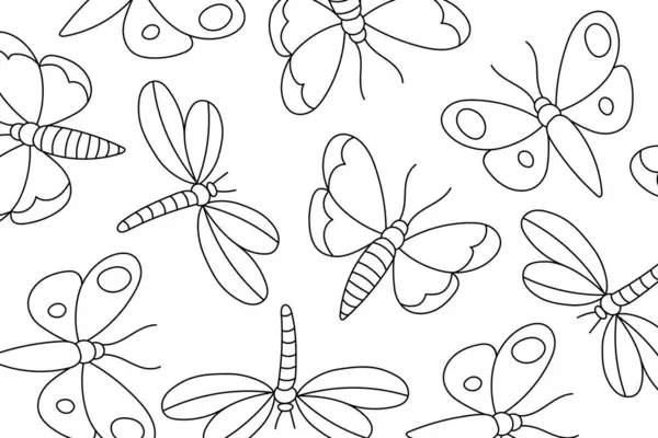 Página Para Colorear Arte Línea Insectos Actividad Colorante Consciente Página Vectores de stock libres de derechos