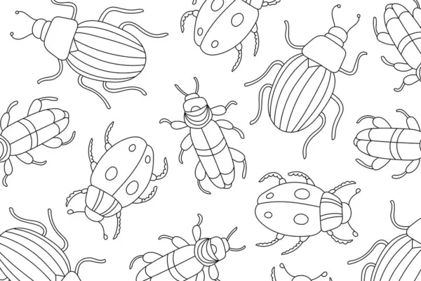 Insekter Linje Konst Målarbok Mindful Färgning Aktivitet Stresslättnad Färg Sida Royaltyfria Stockvektorer