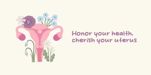 Kwiatowa Macica Inspirujący Cytat Zdrowiu Kobiet Kobieca Siła Koncepcja Odnowy Ilustracja Stockowa