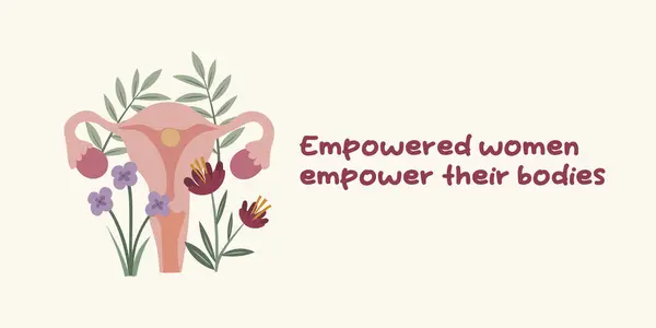Kwiatowa Macica Inspirujący Cytat Zdrowiu Kobiet Kobieca Siła Koncepcja Odnowy Wektory Stockowe bez tantiem