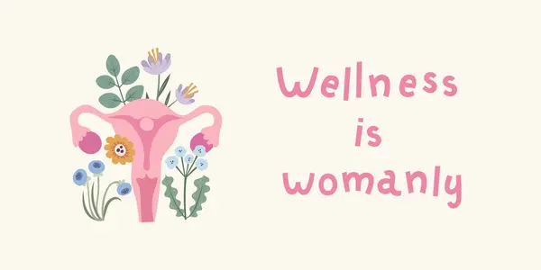Floral Uterus Inspirational Quote Womens Health Female Strength Reproductive Wellness Ilustração De Bancos De Imagens