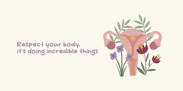 Floral Uterus Inspirational Quote Womens Health Female Strength Reproductive Wellness Royalty Free Εικονογραφήσεις Αρχείου