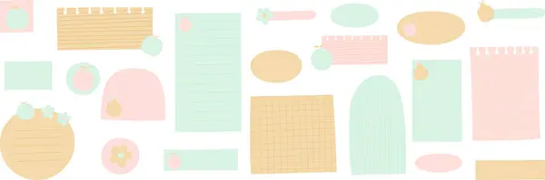 Digital Bullet Journal Blank Paper Notes Cute Pastel Text Boxes Gráficos vectoriales