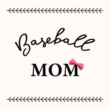 Beyzbolcu anne pembe yaylı ve dikişli zarif bir senaryo, anneler için şık bir spor alıntısı.