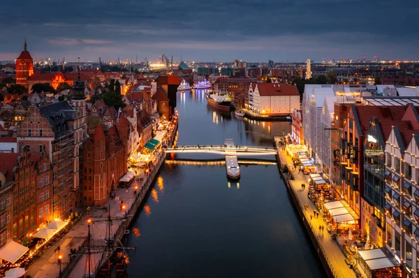 Beautiful Gdansk Motlawa River Dusk Poland — Stock Photo, Image